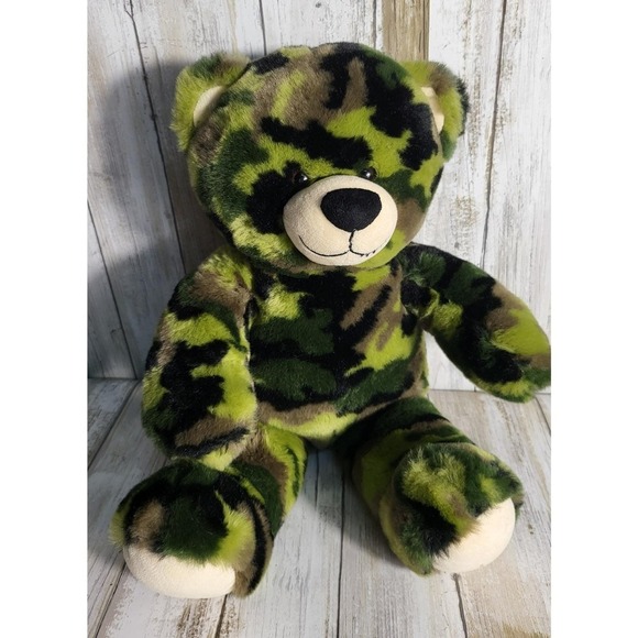 Build A Bear Camouflage Plush Teddy Bear Stuffed Animal Toy Green Brown - Picture 5 of 8